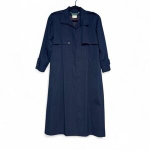 Vintage Wool Trench Coat‎ Women's Size 12 Navy Blue Harve Benard Retro 90s Twee